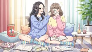 asian step sisters take study break - uwu tofu
